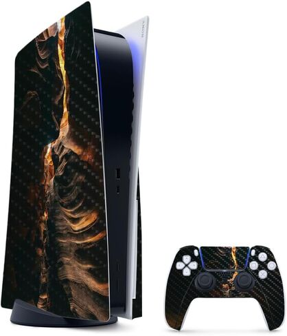 Glossy Glitter Gaming Skin Compatible with PlayStation 5 Bundle - Christmas Collection - Premium 3M Vinyl Protective Wrap Decal Cover - Easy to Apply | Crafted in The USA by MightySkins in Kuwait