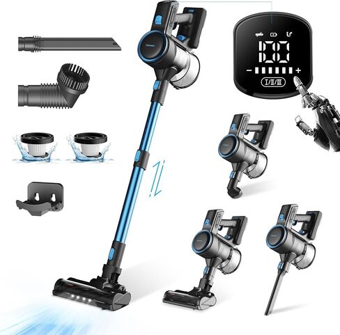 Cordless Vacuum Cleaner with Dust Cup, LED Headlights, Removable Stick Vac, Crevice Tool, Cordless Vacuum for Household Pet Hair, Carpet and Hard Floors, 45min Runtime, C1 in Saudi Arabia