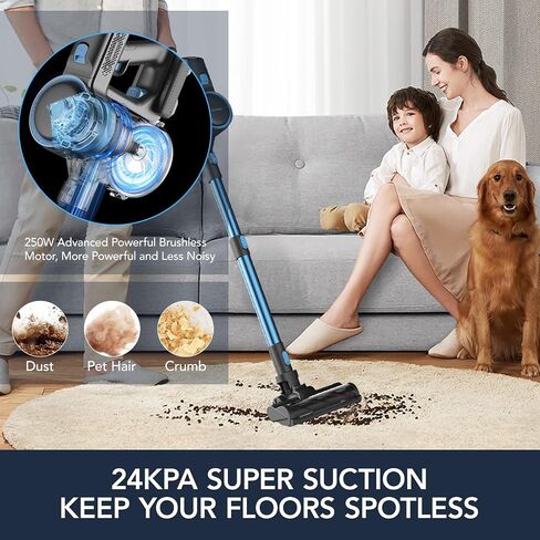 Cordless Vacuum Cleaner with Dust Cup, LED Headlights, Removable Stick Vac, Crevice Tool, Cordless Vacuum for Household Pet Hair, Carpet and Hard Floors, 45min Runtime, C1 in Saudi Arabia