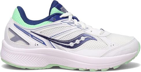 Saucony Women's Cohesion 14 Road Running Shoe, White/Navy/Mint, 6 Wide in Saudi Arabia