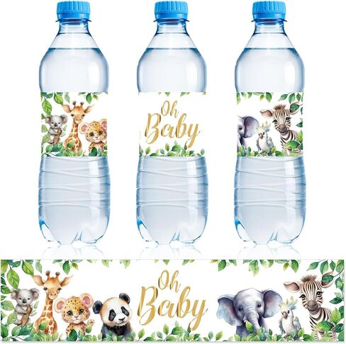 50pcs Baby Shower Water Bottle Labels, Waterproof Decorative Water Bottle Labels Personalized Water Bottle Wrap Stickers for Baby Shower Party Decorations (Animal Style) in Saudi Arabia