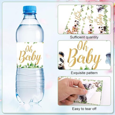 50pcs Baby Shower Water Bottle Labels, Waterproof Decorative Water Bottle Labels Personalized Water Bottle Wrap Stickers for Baby Shower Party Decorations (Animal Style) in Saudi Arabia
