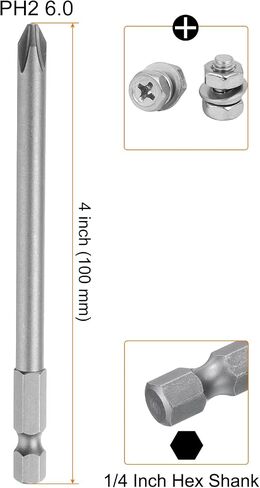 HARFINGTON 10 قطعة مفك البراغي فيليبس بت PH2 6.0 S2 الصلب 1/4 "عرافة عرقوب 4" طول المغناطيسي الصليب رئيس لقمة ثقب الطاقة in Saudi Arabia