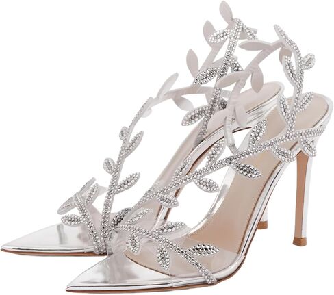 sexytag Clear Stiletto High Heels Pointed Open Toe Strappy Slingback Heeled Sandals for Women in Saudi Arabia