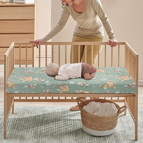 Teddy Bears Fitted Crib Sheet Watercolor Moon Star Clouds Standard Crib Mattress Fitted Sheet Grey Baby Toddler Bed Mattress Sheets for Boys Girls 28"x52" in Kuwait