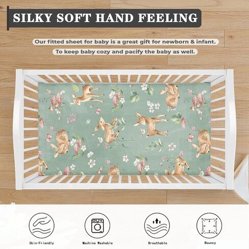Teddy Bears Fitted Crib Sheet Watercolor Moon Star Clouds Standard Crib Mattress Fitted Sheet Grey Baby Toddler Bed Mattress Sheets for Boys Girls 28"x52" in Kuwait