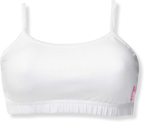 DChica Girls Cotton Starter Bra | Lightweight Single Layer Training Bra for Teenagers | Printed & Solid Broad Strap Beginner Bra - Pack of 4, Large Size in Saudi Arabia