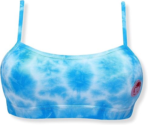 DChica Girls Cotton Starter Bra | Lightweight Single Layer Training Bra for Teenagers | Printed & Solid Broad Strap Beginner Bra - Pack of 4, Large Size in Saudi Arabia