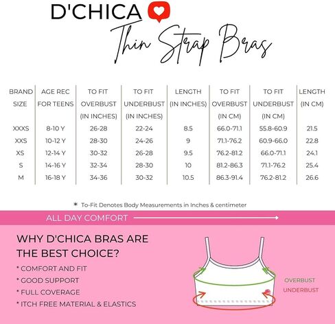 DChica Girls Cotton Starter Bra | Lightweight Single Layer Training Bra for Teenagers | Printed & Solid Broad Strap Beginner Bra - Pack of 4, Large Size in Saudi Arabia
