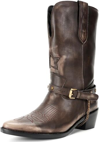 Western Cowgirl Boots Pointed Toe Mid Calf Boots for Women in Saudi Arabia