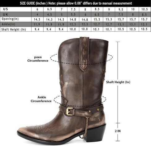 Western Cowgirl Boots Pointed Toe Mid Calf Boots for Women in Saudi Arabia