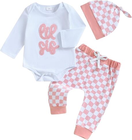 Baby Girl Clothes Newborn Little Sister Outfit Long Sleeve Romper Pants Set Preemie Baby Girl Clothes in Saudi Arabia