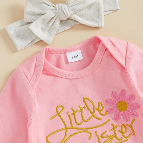 Baby Girl Clothes Newborn Little Sister Outfit Long Sleeve Romper Pants Set Preemie Baby Girl Clothes in Saudi Arabia