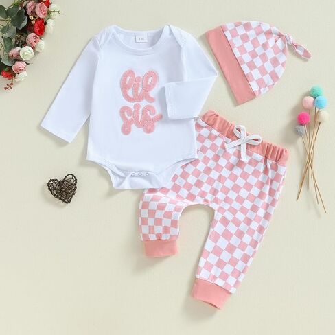 Baby Girl Clothes Newborn Little Sister Outfit Long Sleeve Romper Pants Set Preemie Baby Girl Clothes in Saudi Arabia