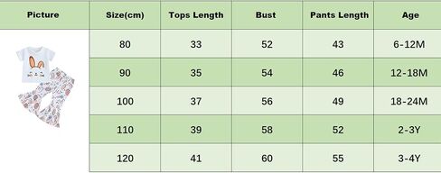 Toddler Baby Girl Easter Outfits Short Sleeve T Shirt Top + Bunny Print Bell-Bottom Flared Pants Summer Clothes Set in Saudi Arabia