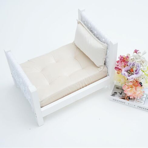 Newborn Photography Props Adorable Baby Doll Bed for White Wood Mini Bed for Photography Baby The Old Bed Photography Props Baby Photo Studio Props (Crib) in Saudi Arabia