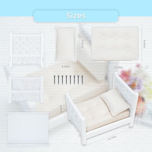 Newborn Photography Props Adorable Baby Doll Bed for White Wood Mini Bed for Photography Baby The Old Bed Photography Props Baby Photo Studio Props (Crib) in Saudi Arabia