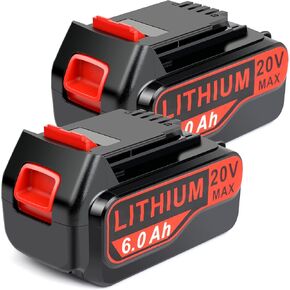 20V Max 6000mAh Replace Battery for Black+Decker 20V Battery, 20 Volt Lithium Replace Battery for LBX4020 LBXR20 LBXR2020, Compatible with Black and Decker 20V Cordless Power Tools and Charger