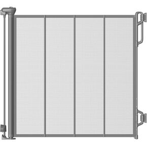 Reinforced Retractable Baby Gate or Mesh Dog Gate,Easy to Use for Stairs, Doorways, Hallways, Indoor, Outdoor, Wide Pet Gate 33.5" Tall, Extends to 55" Wide, Long Child Safety...Gray