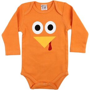 juDanzy Baby Thanksgiving Turkey Face and Feathers Bodysuit