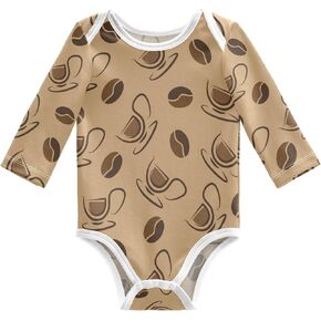 Wusikd Cup Unisex Baby Bodysuit Cotton Coffee Beans Baby Long Sleeve Clothes 3 Months for Boys Girls