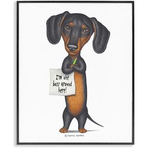 Stupell Industries Dachshund 'I'm The Boss' Fun Family Pet Phrase Wall Art, 11x14, White