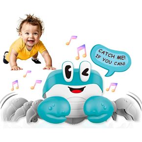 BEKILOLE Crawling Crab Baby Toys | 1 Year Old Boys Gifts Interactive Fun for Tummy Time Moving Walking Running | Musical Toddler Boys Girls 1st Birthday Gift Toys | Battery NOT Included - Blue
