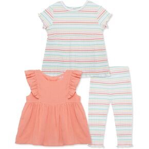 Little Me Clothes for Baby Girls' 3-Piece Tunic and Pant Play Sets, 12 Months - 4 Toddler