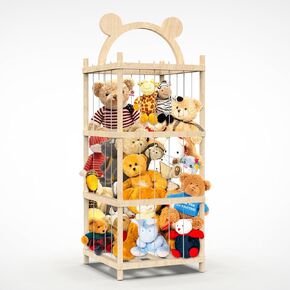 Stuffed Animal Storage, Wooden Stuffed Animal Zoo Storage Large Stuffed Animal Holder Cage Stuff Animal Organizer for Plushies Playroom Bedroom