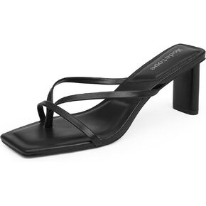 Modatope Flip Flop Heels Thong Sandals Heeled Mules for Women Square Toe Low Heels Chunky Block Heeled Slides