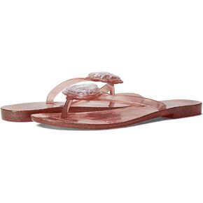 Melissa Shoes Harmonic XV - Thong Slippers for Women - Smooth Man-Made Lining - Sparkly Seashell Accent Pink 9 M