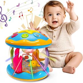 Baby Toys 12 Months Light Up Rotating Musical Toy for Infants 12-18 Learning Crawling Tummy Time Ocean Projector Toys for 1 Year Old Boys Girls Toddler Gifts (Blue)