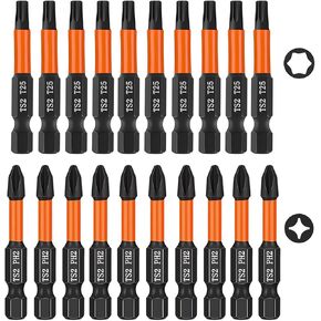 10 Pieces Impact Phillips Bit #2 PH2 Bit and 10 Pieces T25 Torx Bits, Magnetic 2 Phillips Screwdriver Bits and T-25 Star Bits Set, 2 inch Long Impact Driver Bits, 1/4 Hex Shank Screw Driver Bit