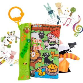 HECCEI Baby Musical Cloth Books, Tail Books, Activity Soft Books Toddler Early Development Cloth Books for Baby/Infant/Toddler 3 Months+