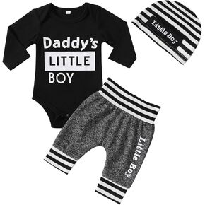 Newborn Baby Boy Clothes Infant Newborn Boy Clothes Letter Print Romper + Pants + Hat 3PCS Baby Boy Bodysuit Outfits