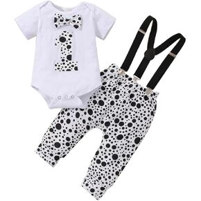 Baby Boy 1st Birthday Crown Bow Tie Gentleman Adjustable Lift Pants Pants Crown Set