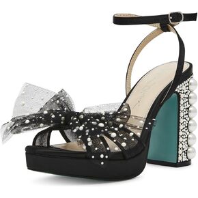 Betsey Johnson Women's Lulu Heeled Sandal, Black, 10