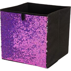 Organize It All Collapsible Fabric Sequin Storage Cube Bin, Product Dimensions: 12. 5" x 12. 5" x 12. 5", Home Organization, Collapsible, Sequin, in Saudi Arabia