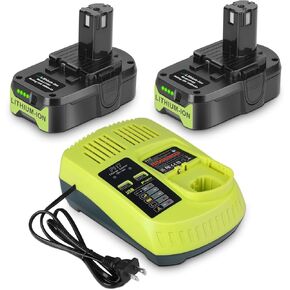 KUNLUN 2Pack 3.5Ah P102 Battery for Ryobi 18V Battery and P117 Charger Combo Compatible for Ryobi 18 Volt ONE+ Battery P103 P104 P105 P107 P109 P190 P191 P122 Power Tools