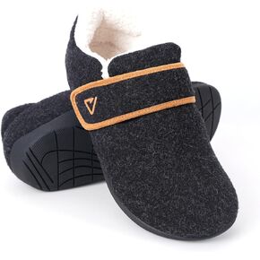V.Step Orthopedic Slipper with Arch Support for Women Men，Wide Slip on House Shoes for Plantar Fasciitis Pain Relief Adjustable Strap Slipper with Indoor Outdoor Soft Velvety Cotton Lining Moccasin