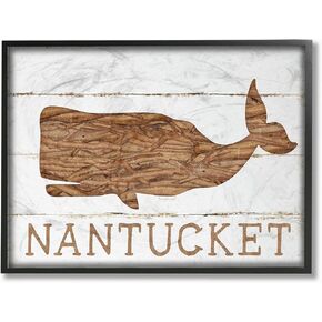 Stupell Industries Nantucket Whale Grey Framed Wall Art, 11 x 14, Design by Artist Jennifer Pugh