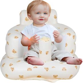 Pink Baby Inflatable Seat Pink for Babies 3-36 Months Girl, Built in Air Pump, Bear Baby Support Seat Summer Toddler Chair for Sitting Up, Baby Shower Chair Floor Seater, Infant Back Support Sofa