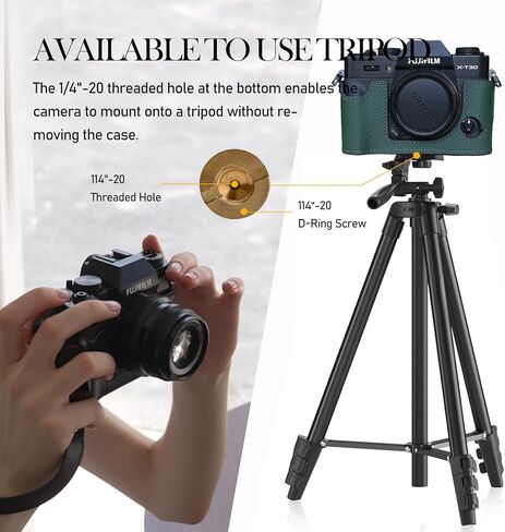 Bowan X-T30 Camera Case, Handmade Genuine Real Leather Half Camera Case Bag Cover for Fujifilm Fuji X-T20 X-T10 Camera Bottom Opening Version + Hand Strap(Blue) in Kuwait