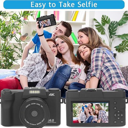 4K Digital Camera, 1080P Autofocus Video Camera with 3.0 IPS Screen, Electronic Anti Shake Waterproof Camera for Travel Photography Vlogging in Saudi Arabia