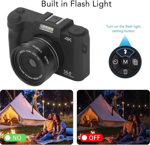 4K Digital Camera, 1080P Autofocus Video Camera with 3.0 IPS Screen, Electronic Anti Shake Waterproof Camera for Travel Photography Vlogging in Saudi Arabia