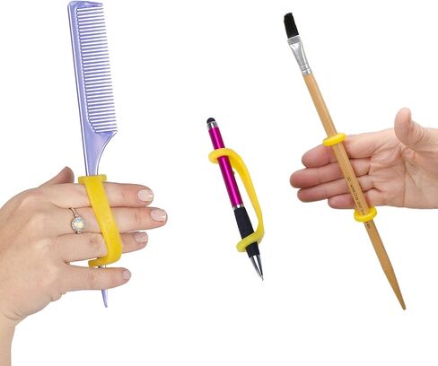 Yellow Silicone Easy Grip Device, Universal Cuff for Hand Therapy, Autism, Limb Loss, Cerebral Palsy, ALS, Special Needs, Pediatric Stroke, Adaptive Handle Daily Mobility Aid 2-Pack 4" in Saudi Arabia