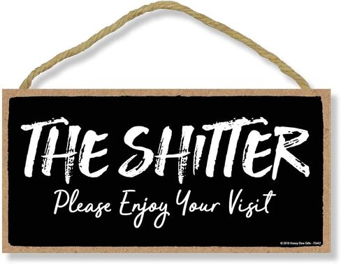 Honey Dew Gifts Bathroom Sign, Shit Happens Roll with It 10 inch by 5 inch Hanging Wall Art, Decorative Funny Inappropriate Sign, Home Decor, 75605 in Kuwait