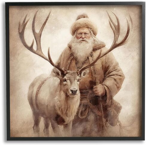Stupell Industries Traditional Santa & Reindeer Framed Giclee Art by Riley B in Saudi Arabia
