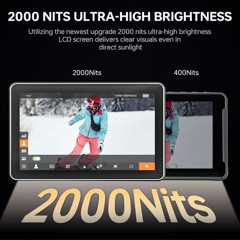 VILTROX DC-X2 Camera Field Monitor 2000 Nits High Brightness Touchscreen 6 Inch DSLR Monitor with 1920x1080 IPS 4K HDMI Loop in/Out 3D LUTs Waveform Video Peaking Focus Assist Battery&Sunshade Hood in Saudi Arabia