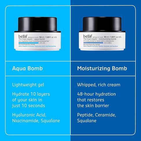 belif The True Cream Aqua Bomb | New & Improved | Hydration in 10 Seconds | Hyaluronic Acid, Niacinamide | Lightweight Hydrating Daily Moisturizer Face in Saudi Arabia